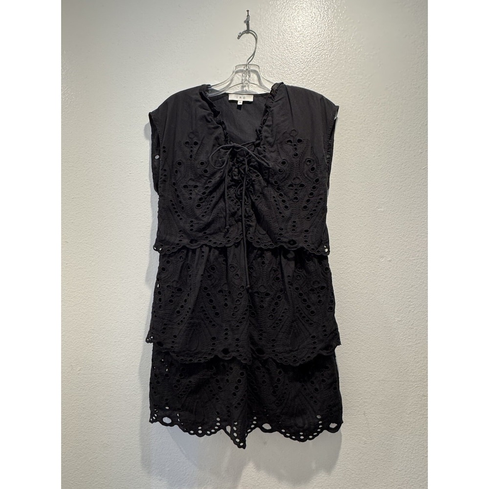 IRO Dress Women's‎ Size 34 Evene Lace Up Broderie Anglaise Tiered Eyelet Black